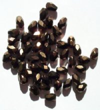 50 7x5mm Faceted Metallic Bronze Drop Beads